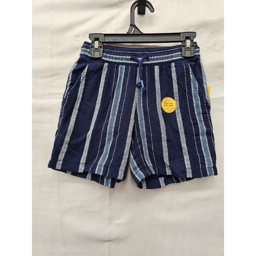 Cat & Jack Boys Striped Pull On Shorts Blue Cotton Blend Casual Size XS